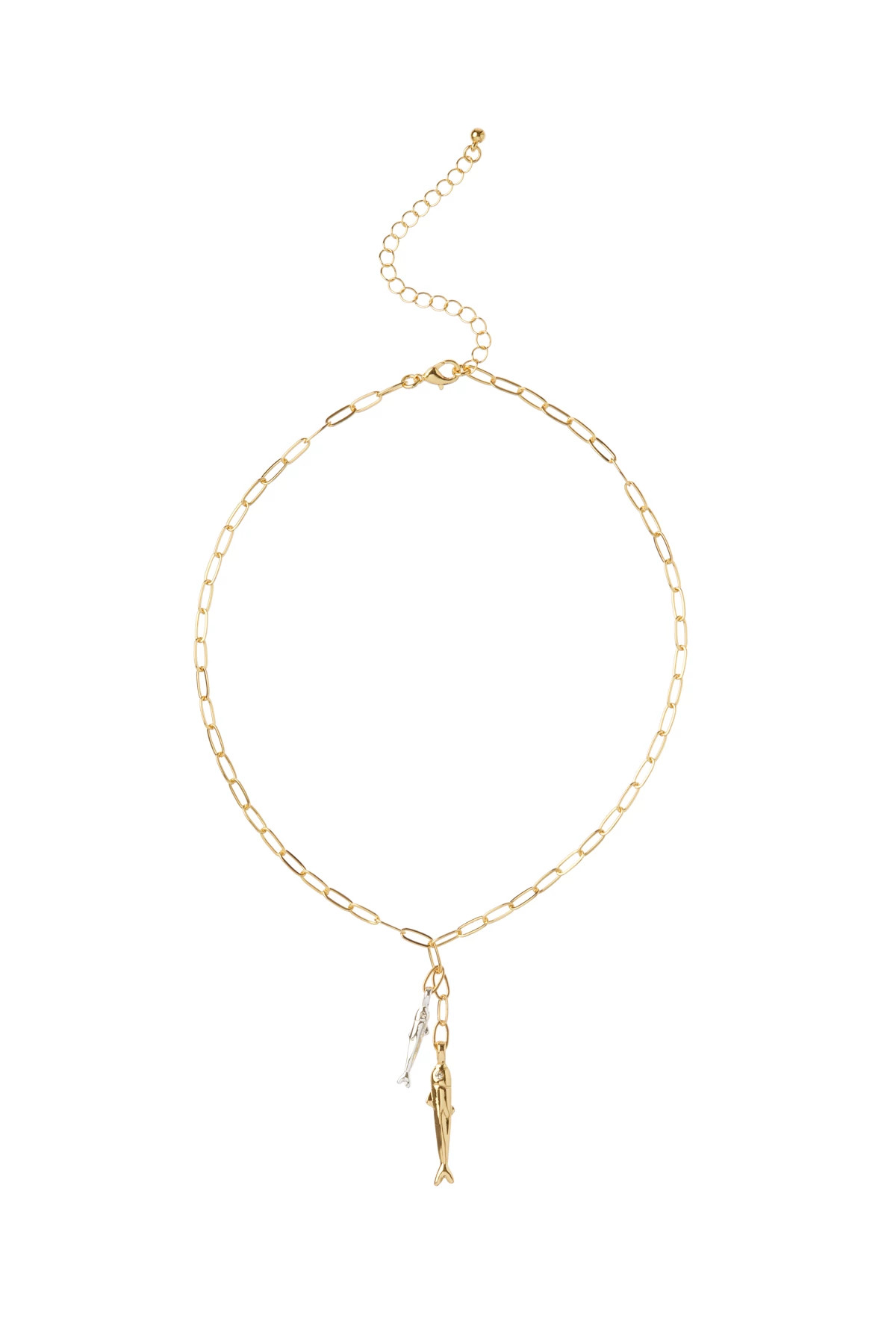 GOLD Fish Charm Necklace image number 1