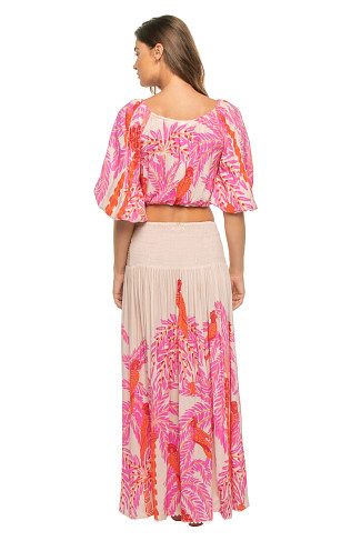 PINK PALMROTT Bova Print Puff Sleeve Crop Top