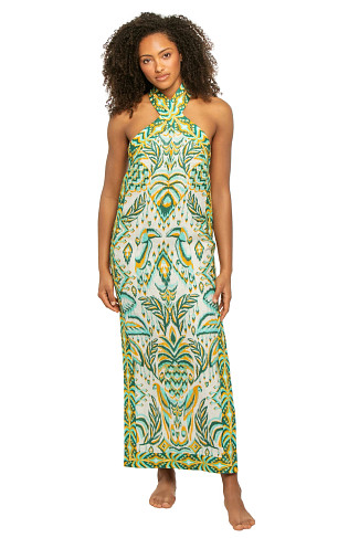 TROPICAL TAPESTRY OFF-WHITE Tropical Tapestry Linen Maxi Dress