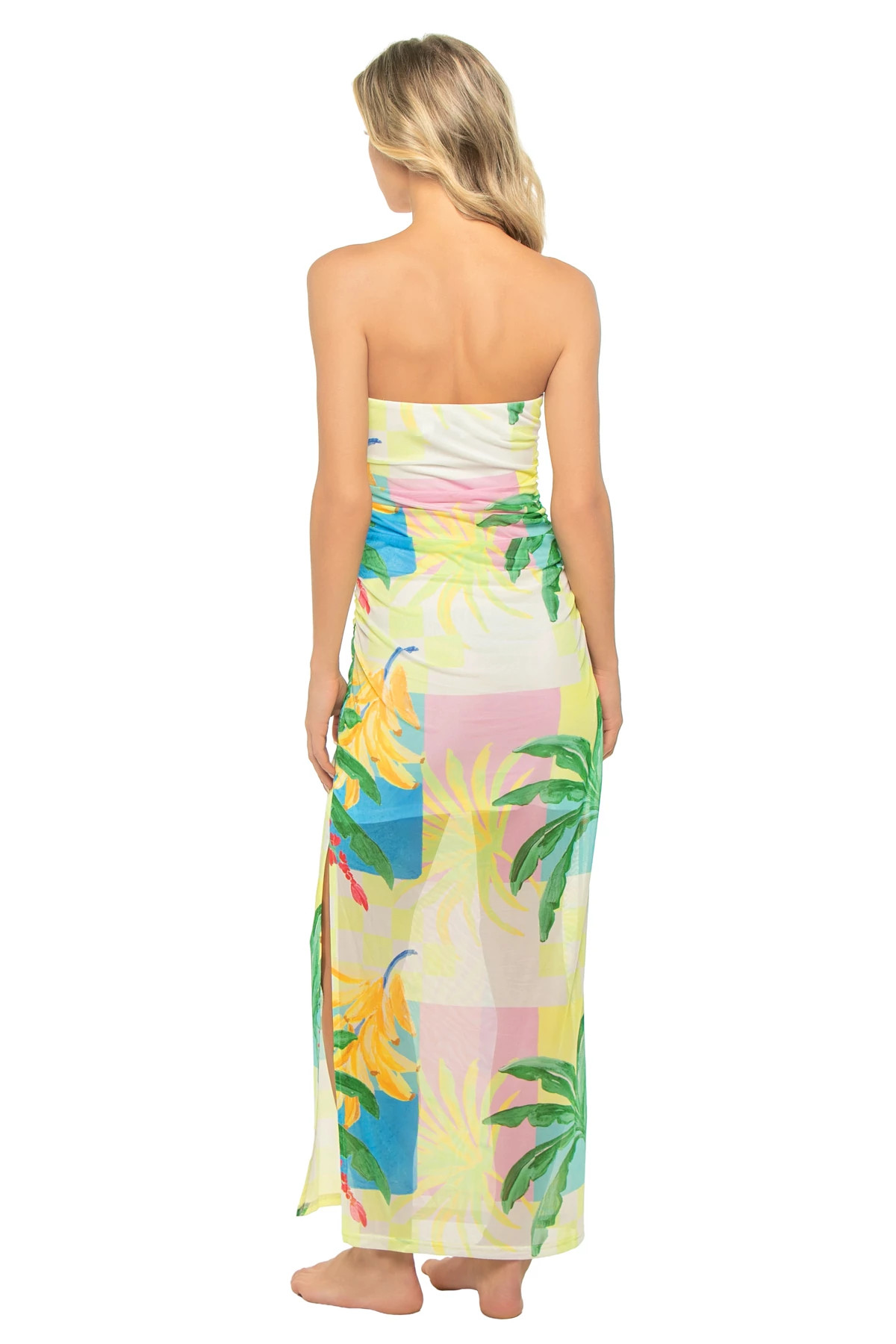 VACATION PALMS Palmira Tropical Strapless Maxi Dress image number 2
