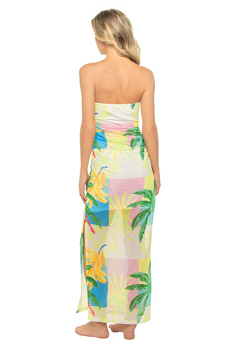 VACATION PALMS Palmira Tropical Strapless Maxi Dress