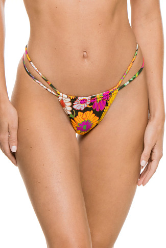 JEANEANE FLORAL Strappy Tab Side Brazilian Bikini Bottom
