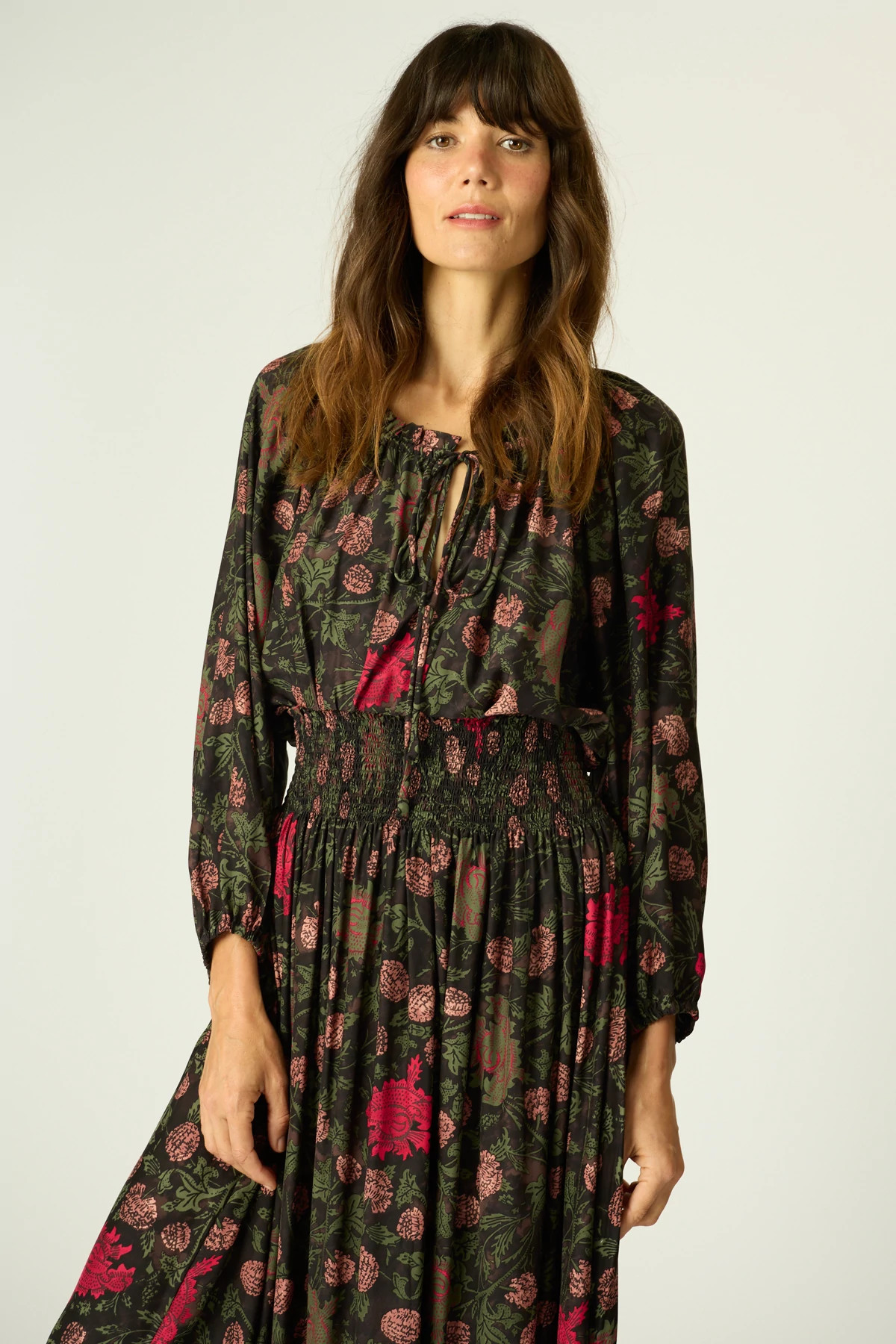 LEHUA PRINT BLACK Ashley Silk Blouse image number 5