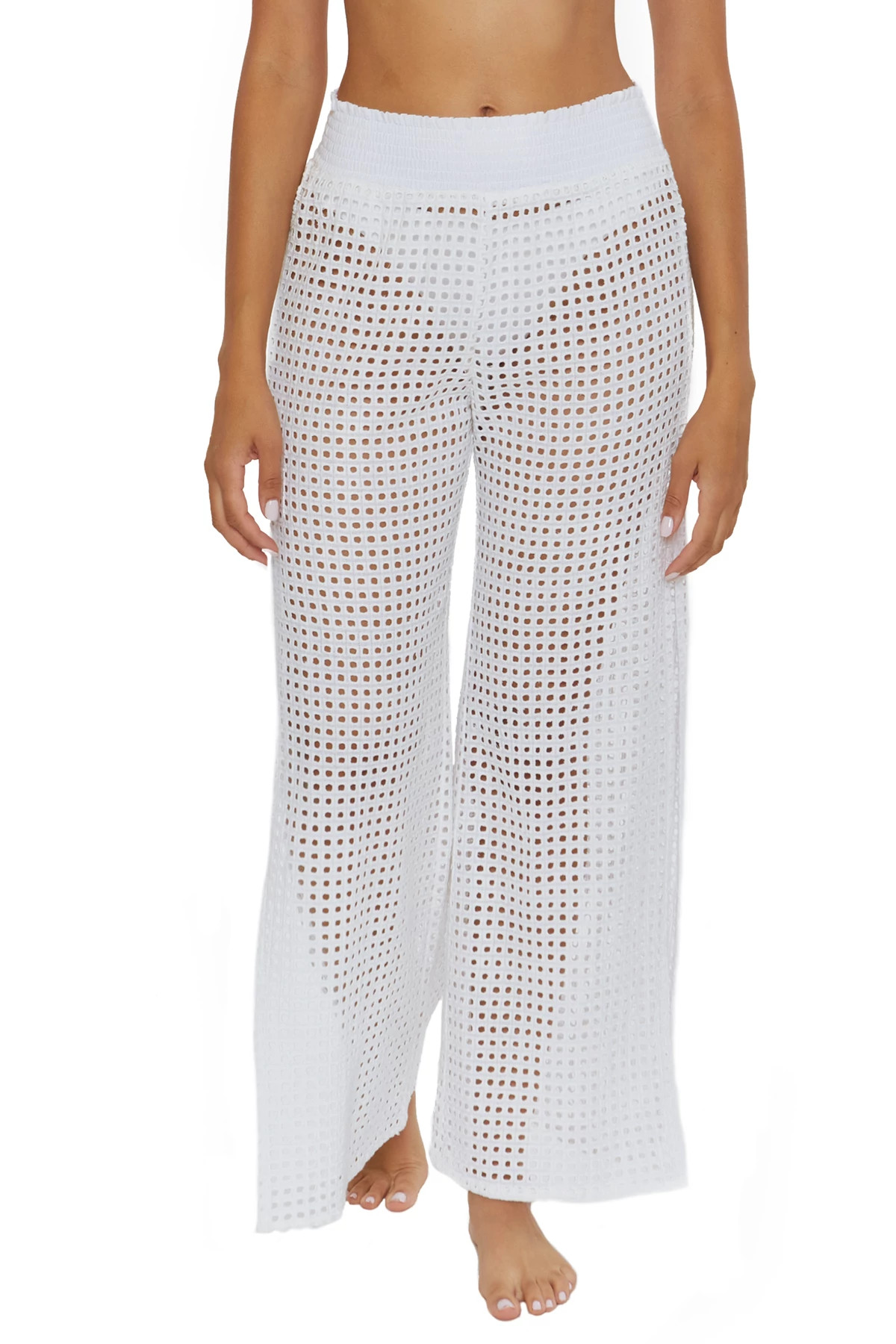 WHITE Open Weave Pants image number 1