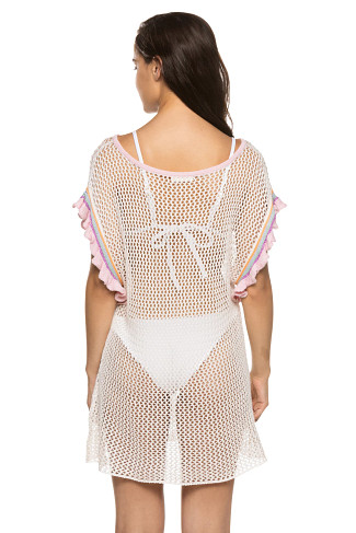 WHITE Crochet Ruffle Tunic Dress