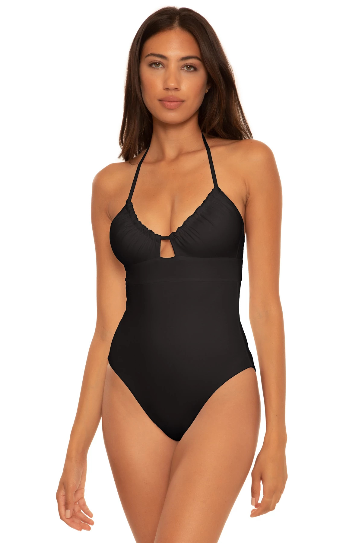 BLACK Candice Convertible Halter One Piece Swimsuit image number 1