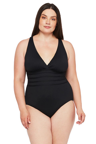 BLACK Multi-Strap Cross-Back One Piece Swimsuit