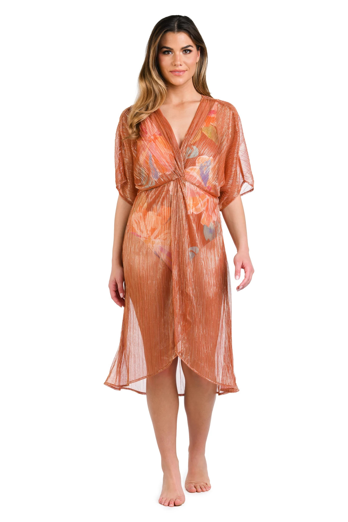 COPPER Golden Hour Midi Cover Up Dress image number 1