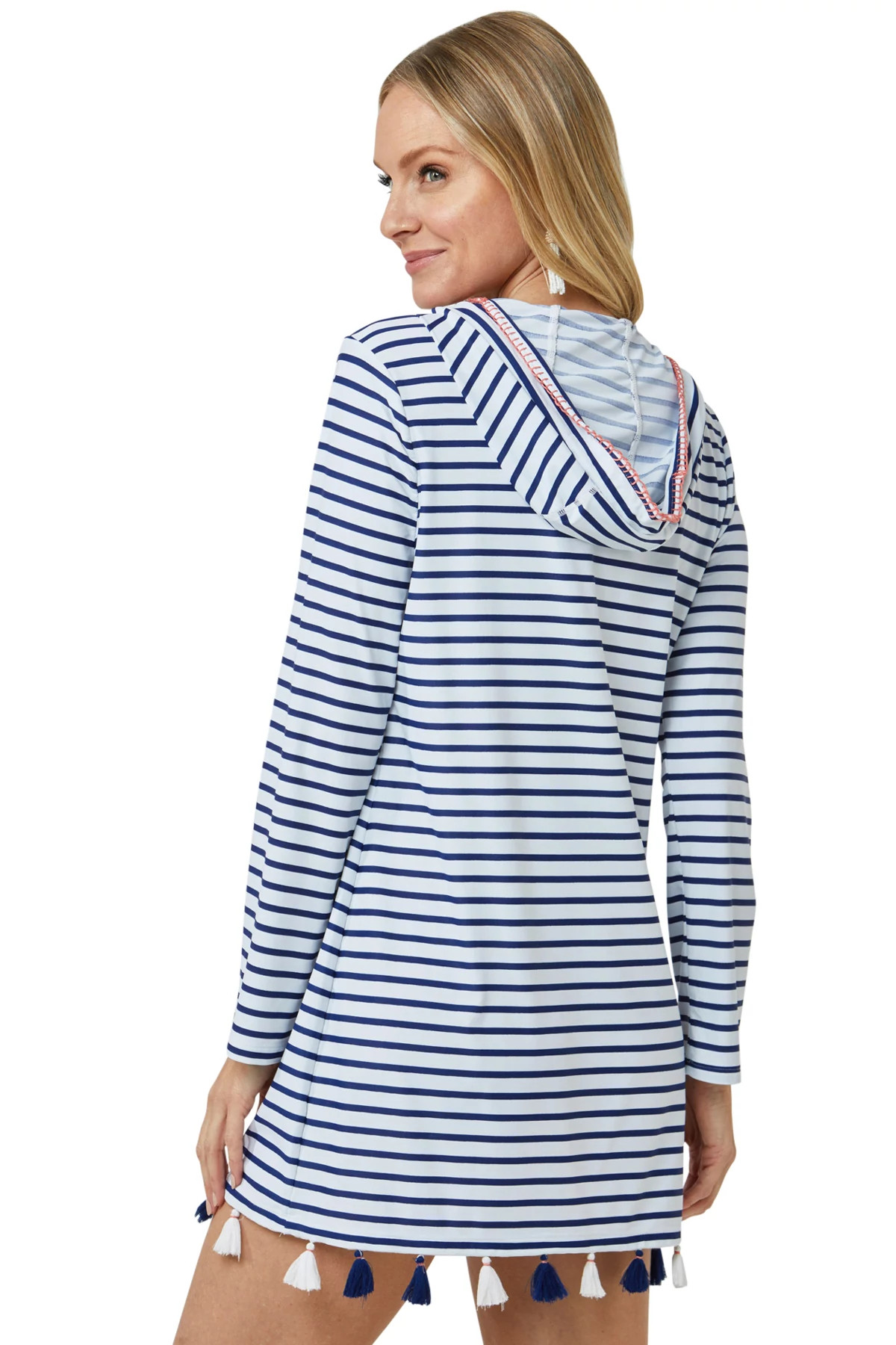 NAVY STRIPE Coverluxe Hooded Cover Up image number 2