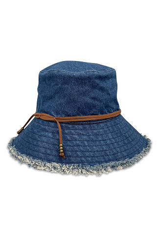 DENIM Fringed Bucket Hat