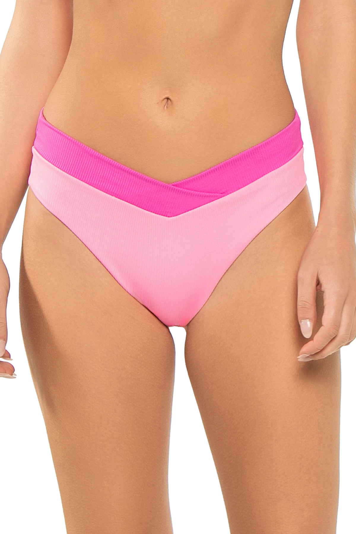 BUBBLEGUM POP Lido Banded High Waist Bikini Bottom image number 1