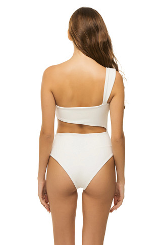 OFF WHITE Crepe Asymmetrical One Piece Swimsuit