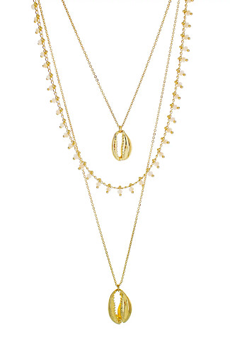 GOLD Peach Crystal Layered Necklace