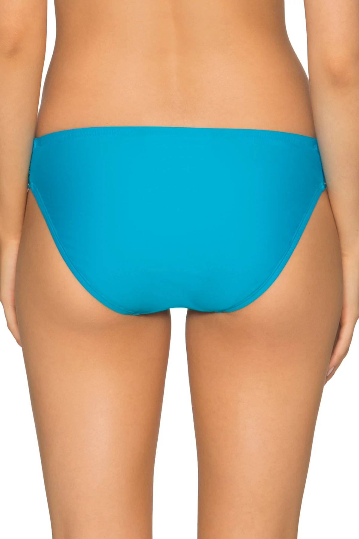 POOLSIDE BLUE Femme Fatale Shirred Tab Side Bikini Bottom image number 2