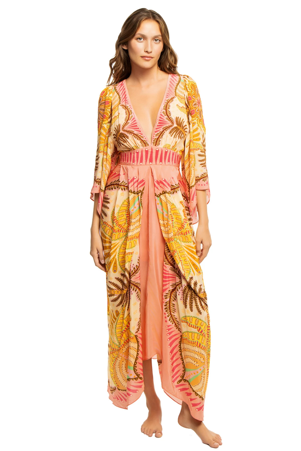 PALMS SCARF SAND Long Sleeve Maxi Dress image number 1