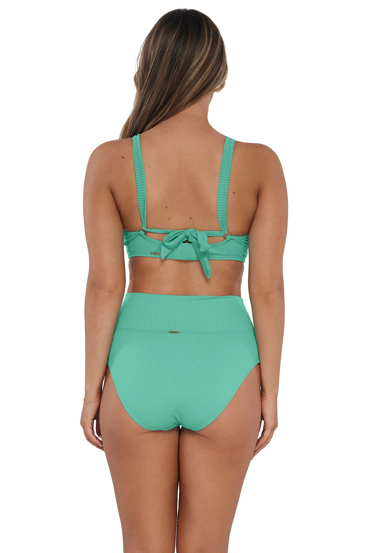 AQUA MIST SANDBAR RIB Vienna V-Wire Bikini Top (D+ Cup) image number 4