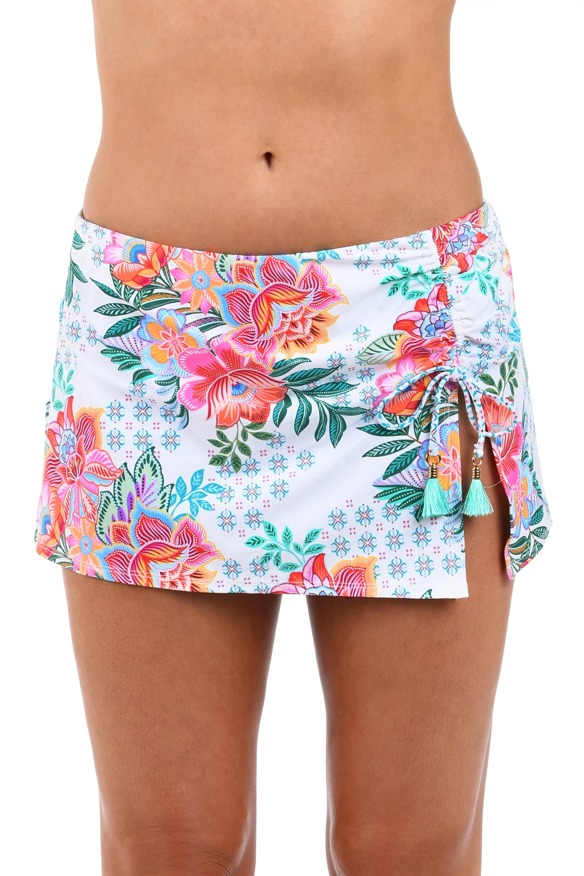 WHITE Riviera Tunnel Skirted Bikini Bottom image number 1