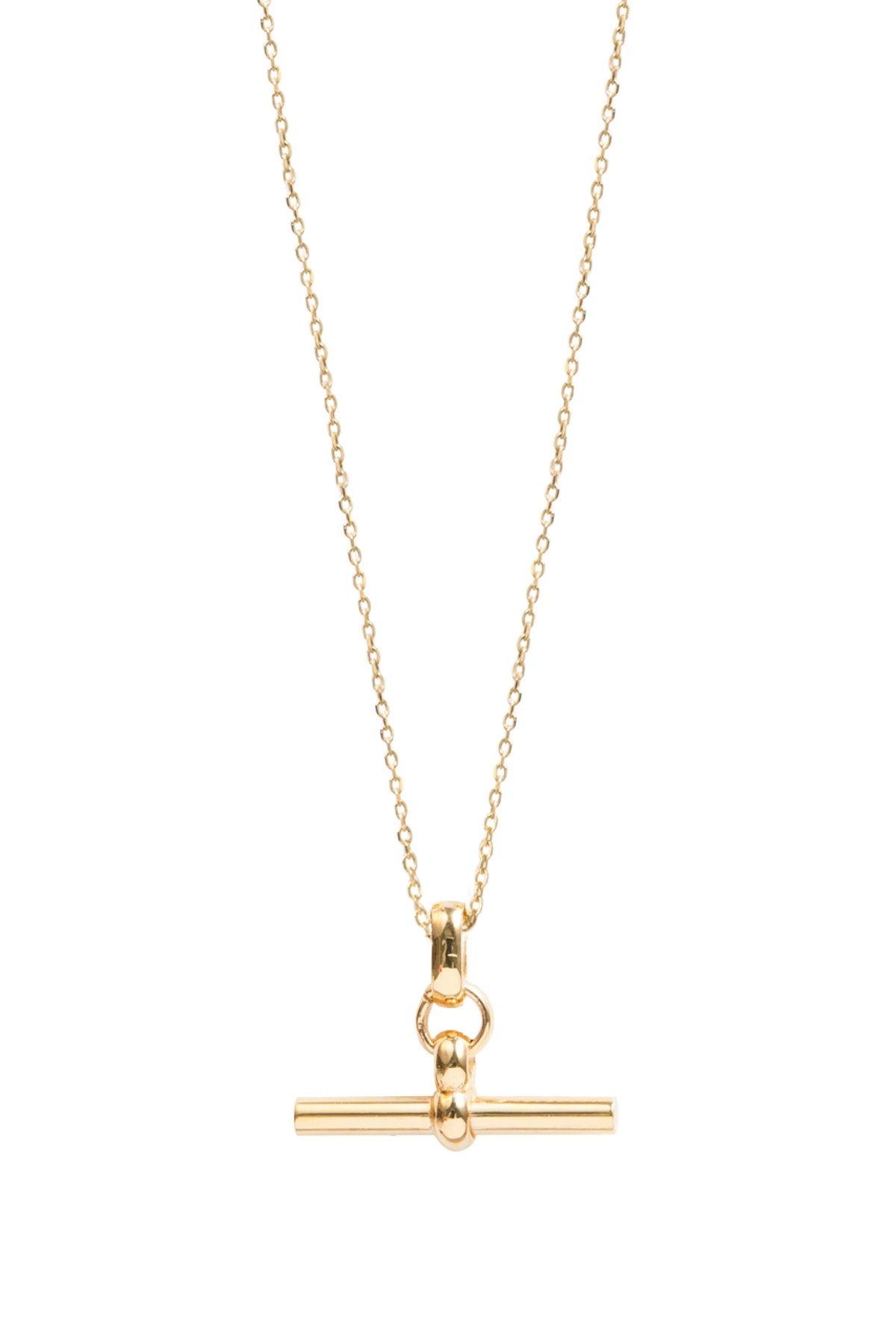 GOLD Small T-Bar Trace Chain Necklace image number 1