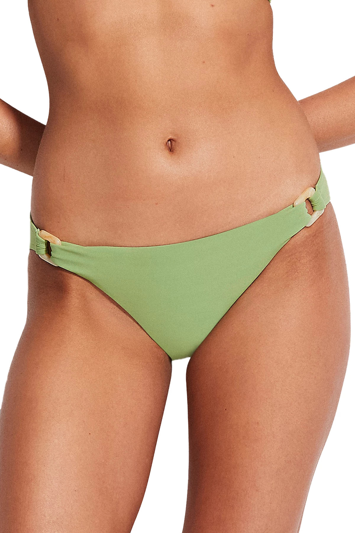 GREEN TEA Resin Tab Side Hipster Bikini Bottom image number 1