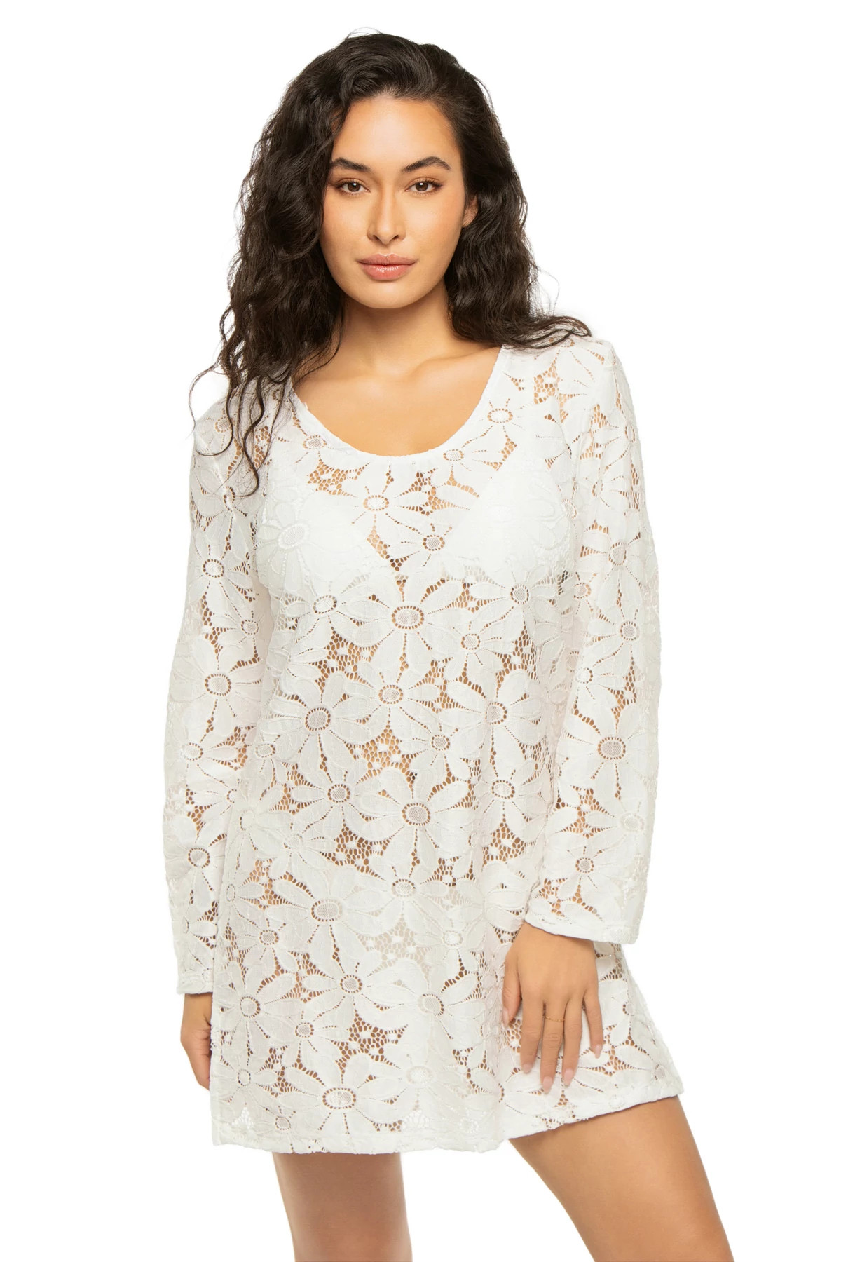 WHITE Floral Crochet Tunic image number 1