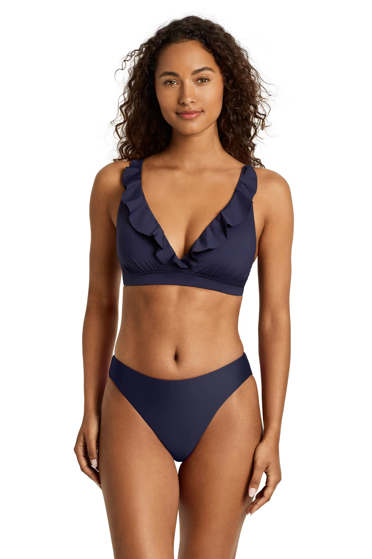 DARK NAVY Ruffle Banded Underwire Bikini Top image number 1