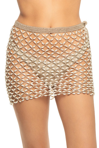 BRONZE Crochet Pearl Beaded Mini Cover Skirt