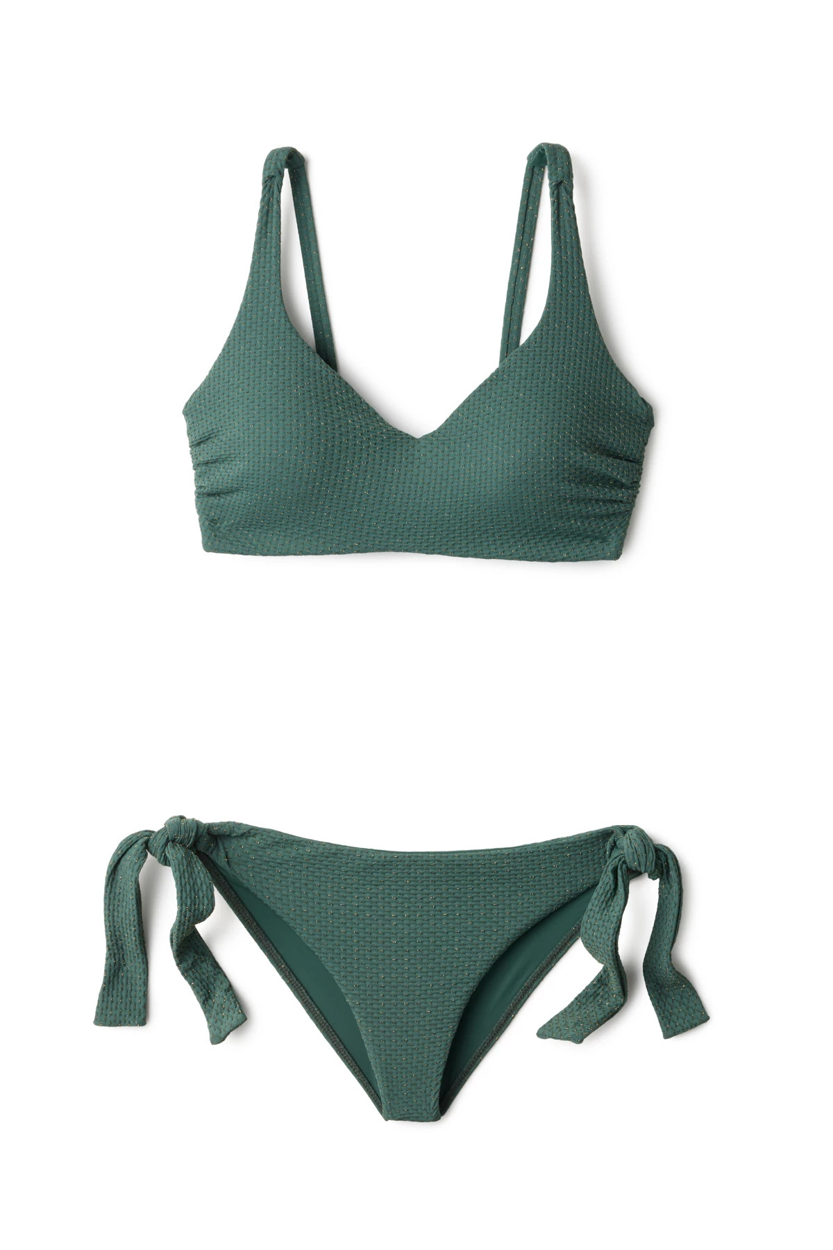 SEA GREEN Frankie Textured Tie Side Hipster Bikini Bottom image number 3