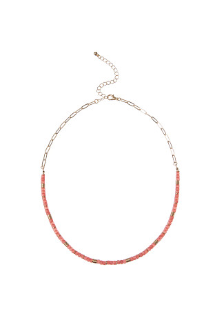 CORAL Beaded Stone Necklace