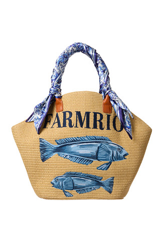 GARDEN TILES Raffia Shell Tote Bag