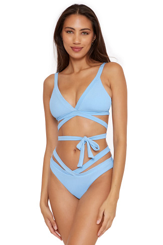 POWDER BLUE Kiara Ribbed Triangle Bikini Top