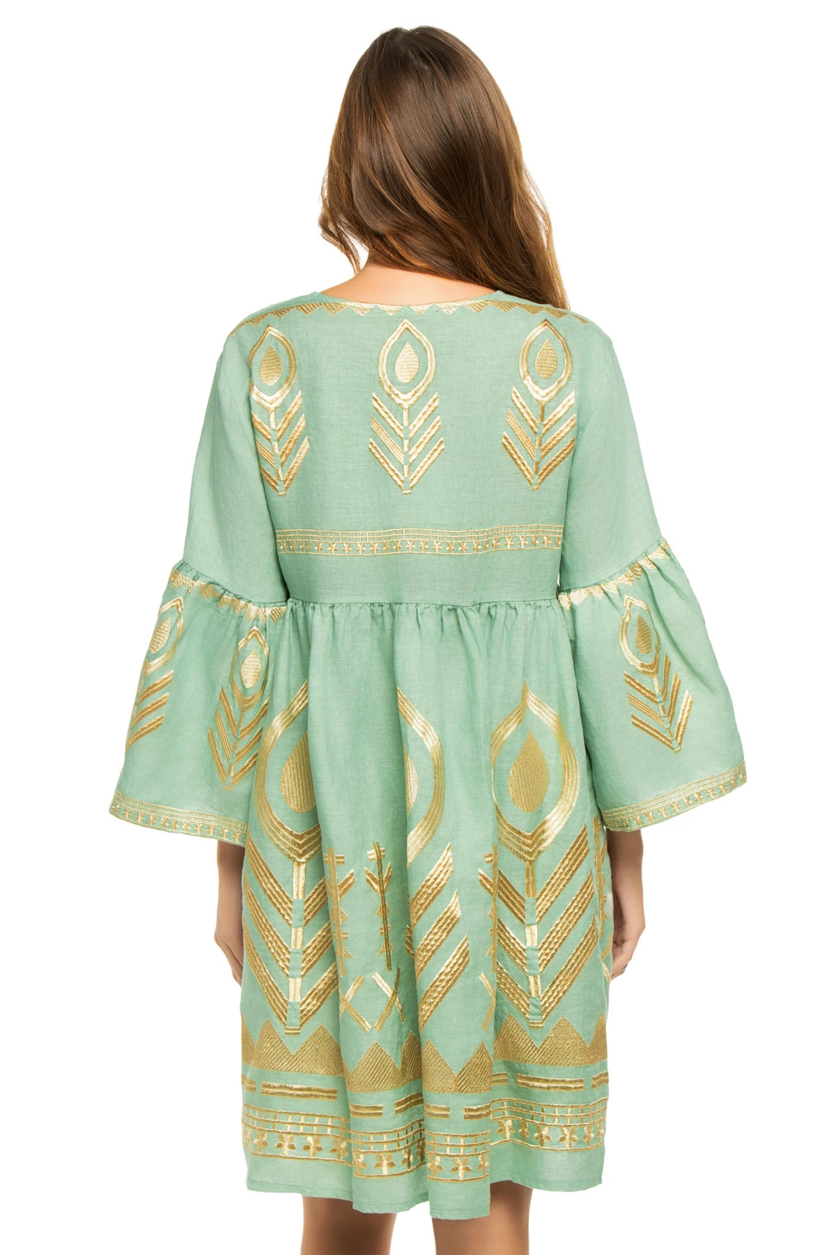 SEA MOSS GREEN Embroidered Metallic Mini Dress image number 2