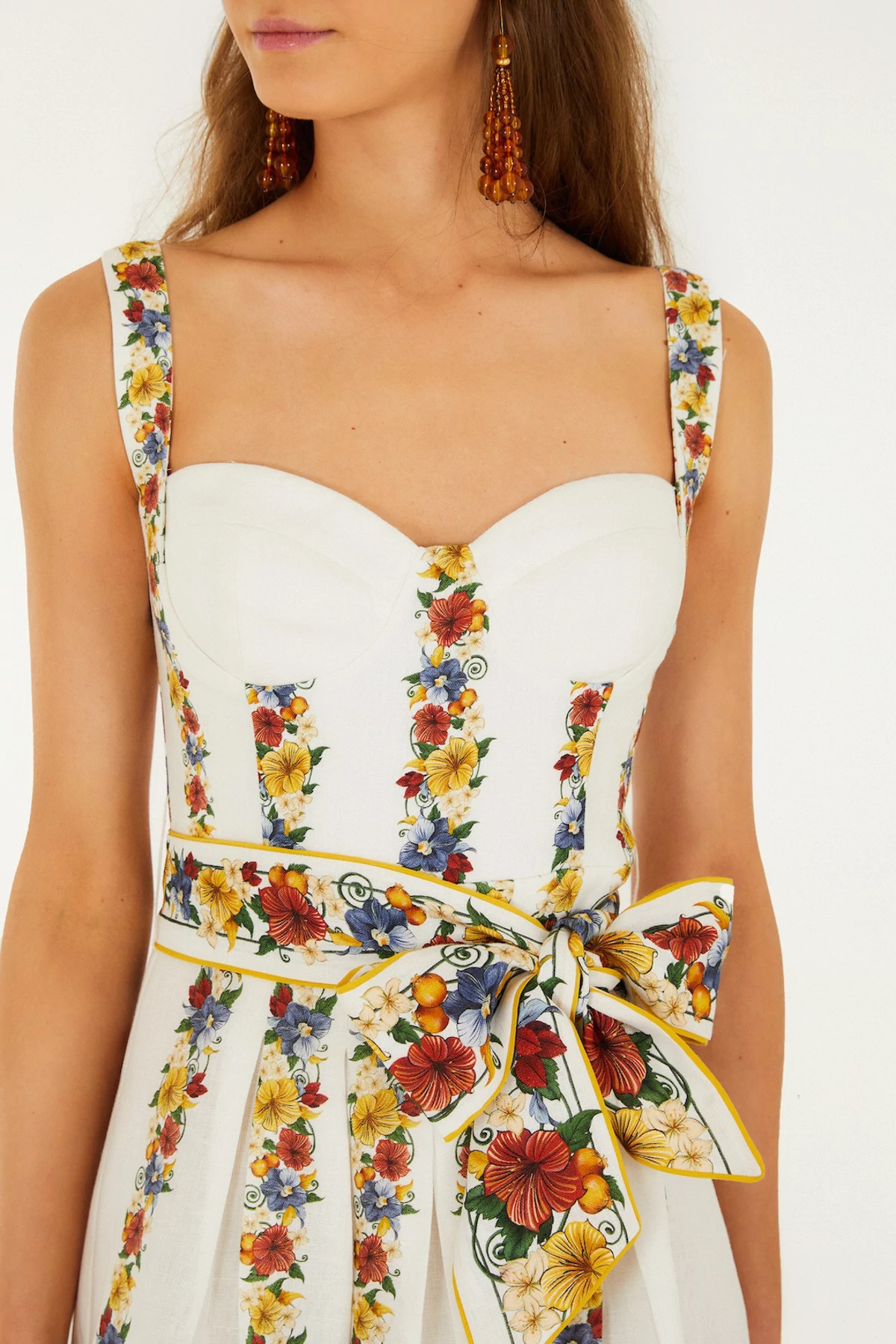 TROPI OFF-WHITE Tropi Floral Sweetheart Mini Dress image number 4