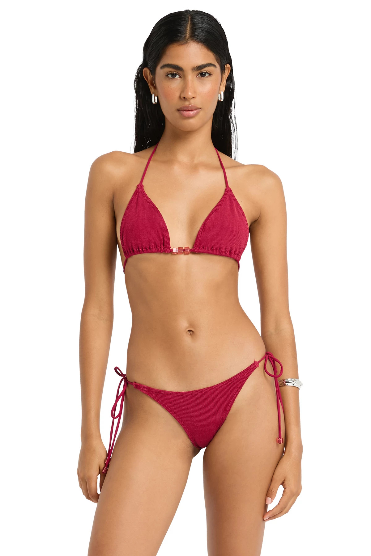 WINE Ingrid Textured Triangle Bikini Top image number 1