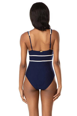 NAVY/IVORY Plunge One Piece Swimsuit
