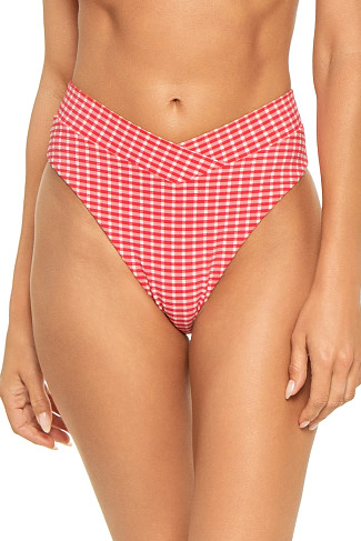 CHERRY GINGHAM Lido Gingham High Waist Bikini Bottom