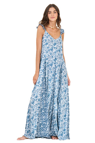BLUE Cheerful Ditsy Maxi Dress