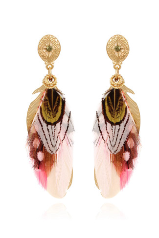 PINK 040 Dyed Feather Earrings