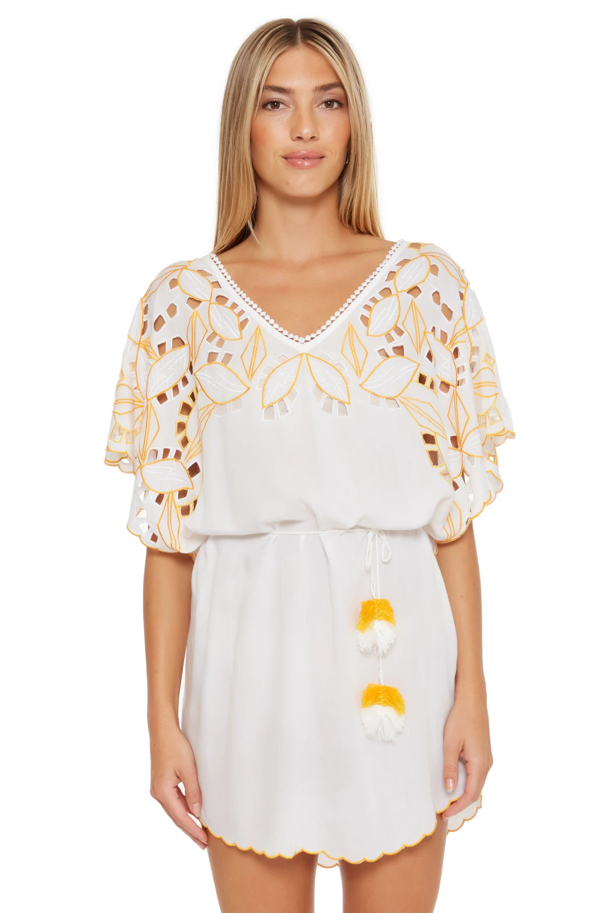 WHITE Embroidered Tunic Dress image number 1