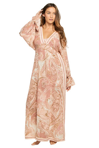 PEACH PINK Long Sleeve Maxi Caftan