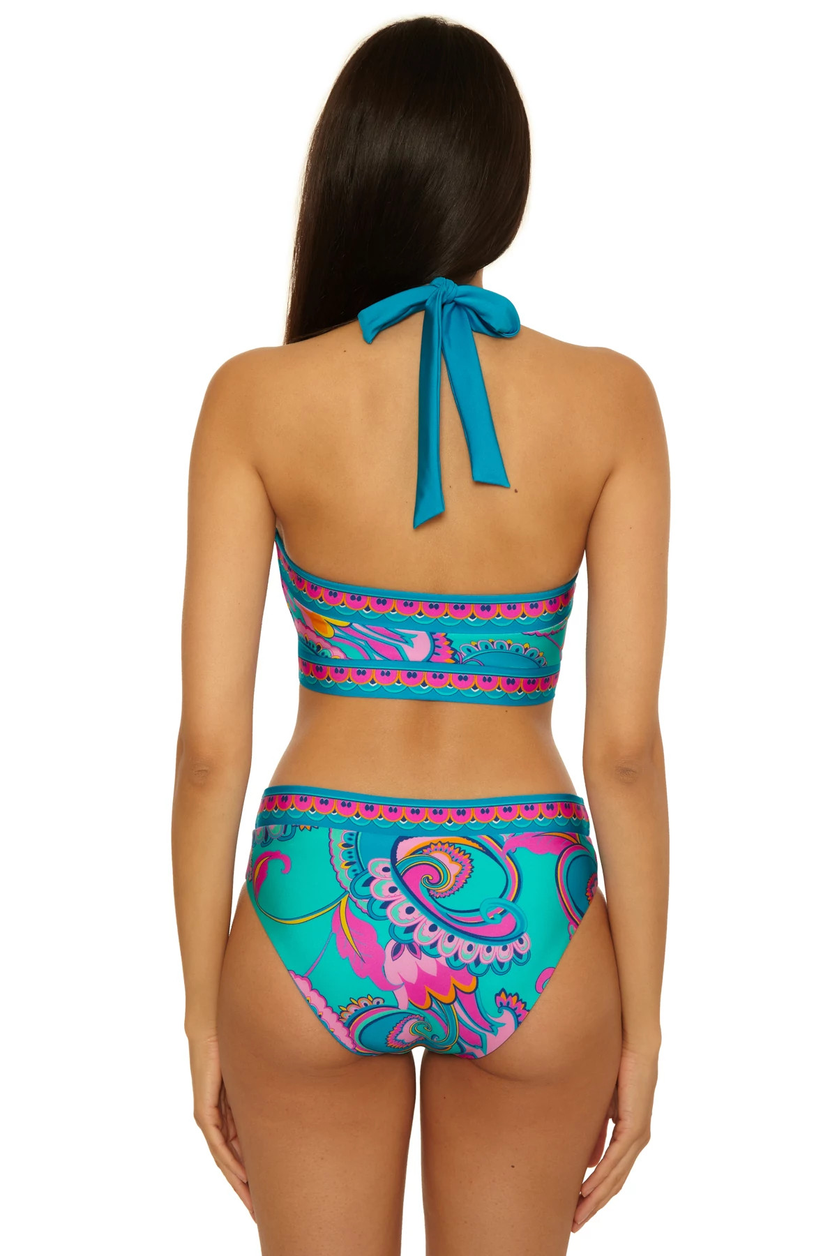 ELYSIAN TEAL Reversible High Neck Crop Bikini Top image number 3