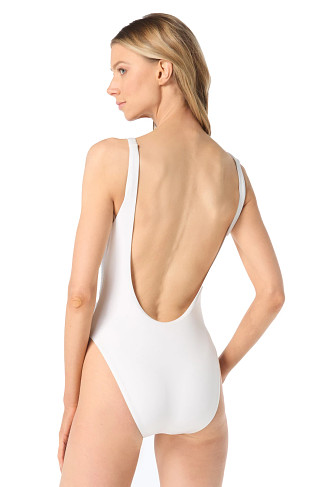 WHITE Rhinestone Studded One Piece Swimsuit