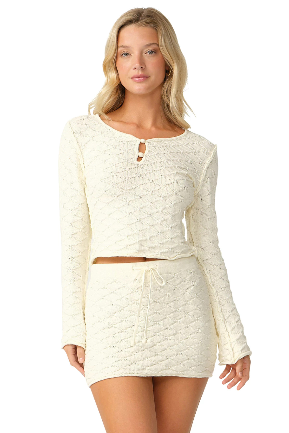 CREAM Florence Cotton Knit Crop Top image number 1