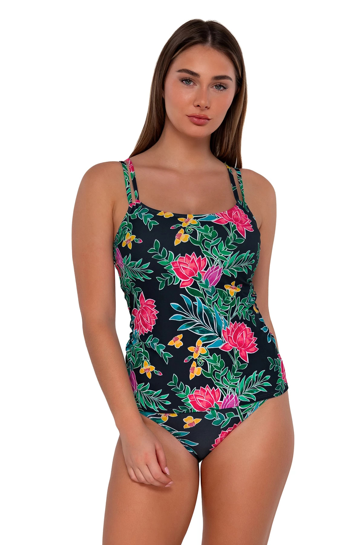 TWILIGHT BLOOMS Taylor Underwire Tankini Top (E-H Cup) image number 1