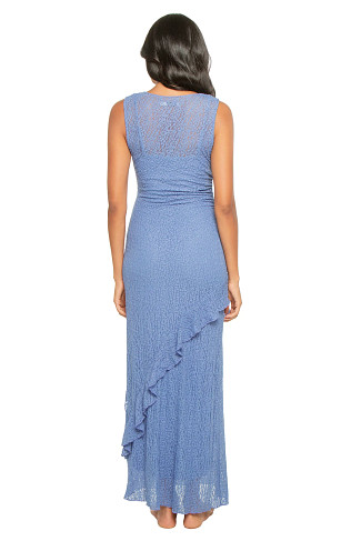 ULTRA MARINE Kira Lace Ruffle Maxi Dress