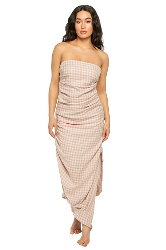 PINK CHECK Eliana Strapless Maxi Dress