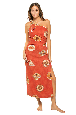 RED Vacanza Asymmetrical Linen Midi Dress