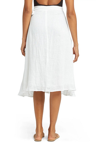 ECO LINEN GAUZE WHITE Lana Wrap Midi Skirt