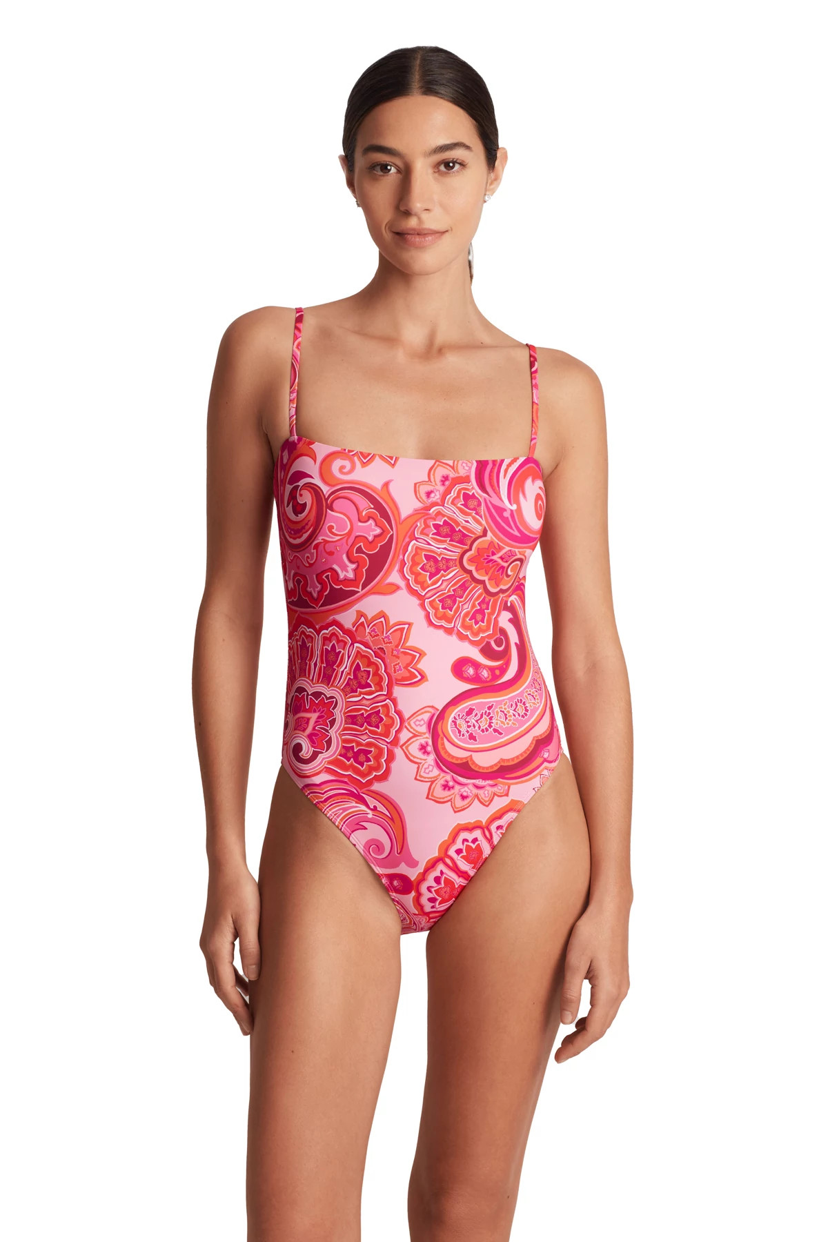 MULTI Square Neck One Piece Swimsuit image number 1