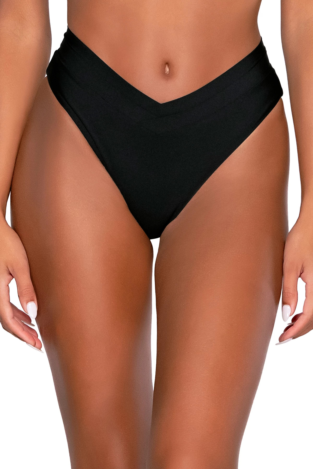 BLACK OUT Daphne Banded High Waist Bikini Bottom image number 1