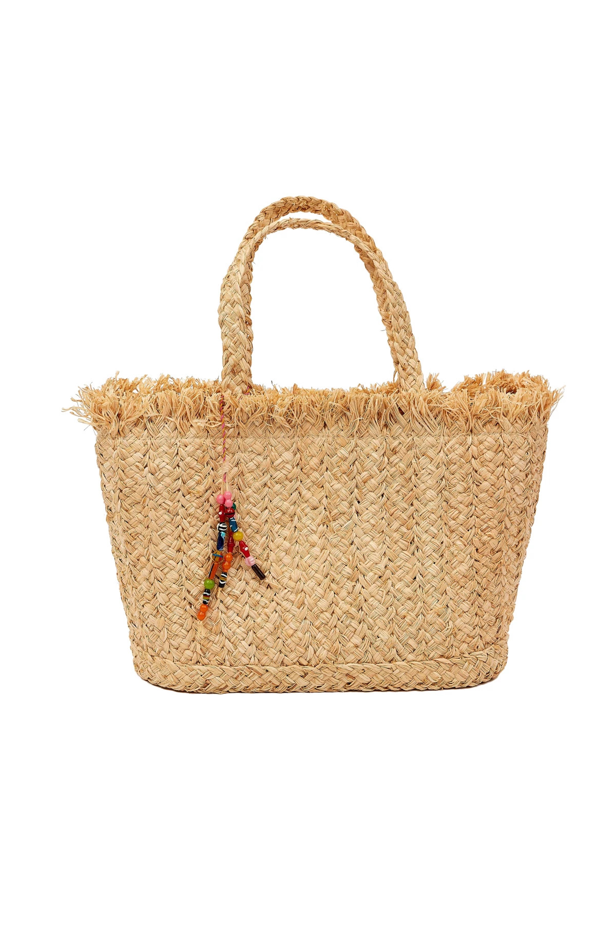 NATURAL Talia Raffia Fringe Tote Bag image number 1